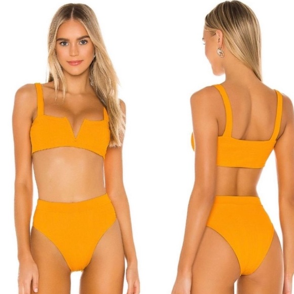 L*Space Bikini Set Lee Lee Top Amal Bottom Small Orange Floral New With Tags NWT - Picture 6 of 9